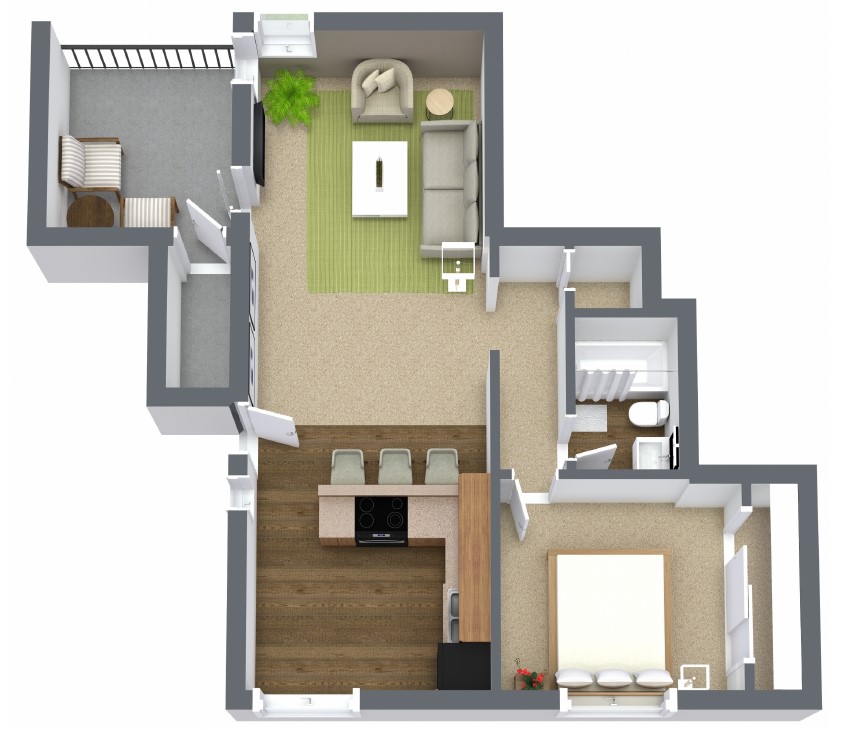 Floorplan - Chestnut , 1 Bed, 1 Bath, 750 square feet