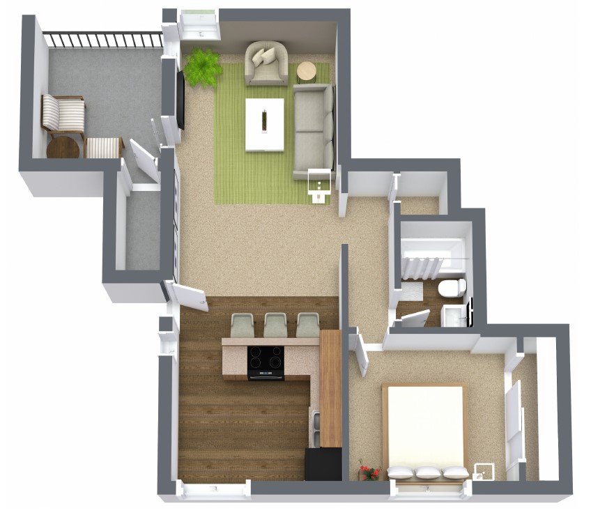 Floorplan - Chestnut, 1 Bed, 1 Bath, 750 square feet