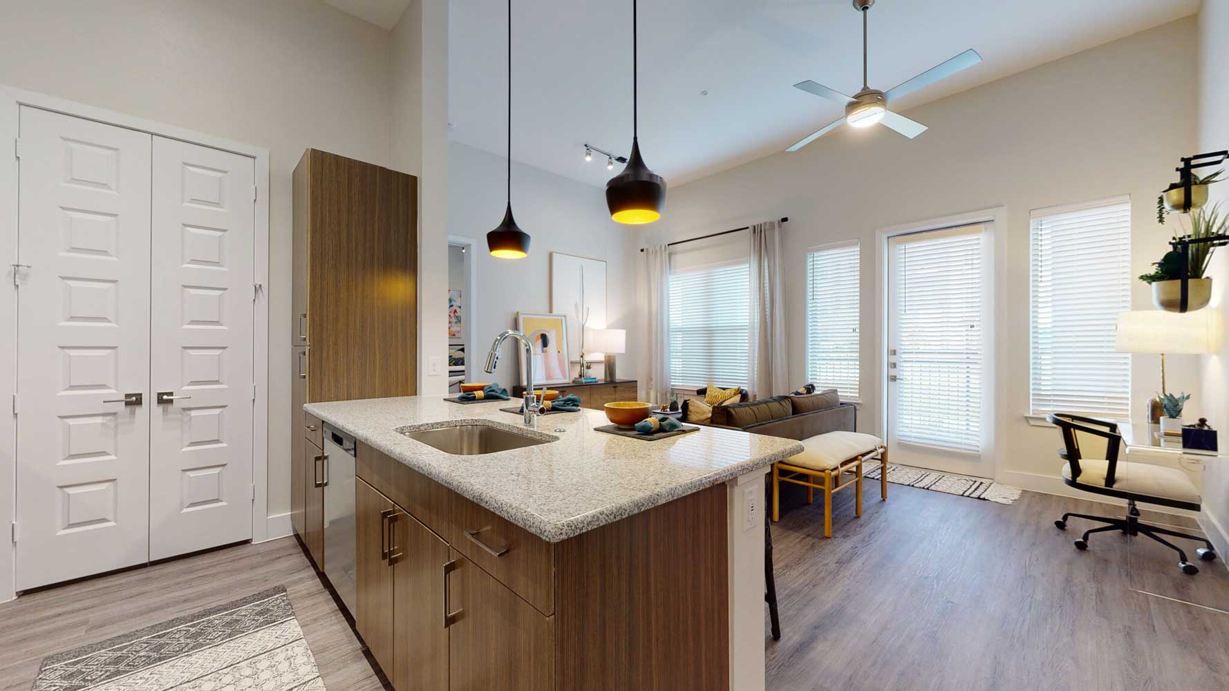Kitchen with Pendant Lighting at The Truman Arlington Commons