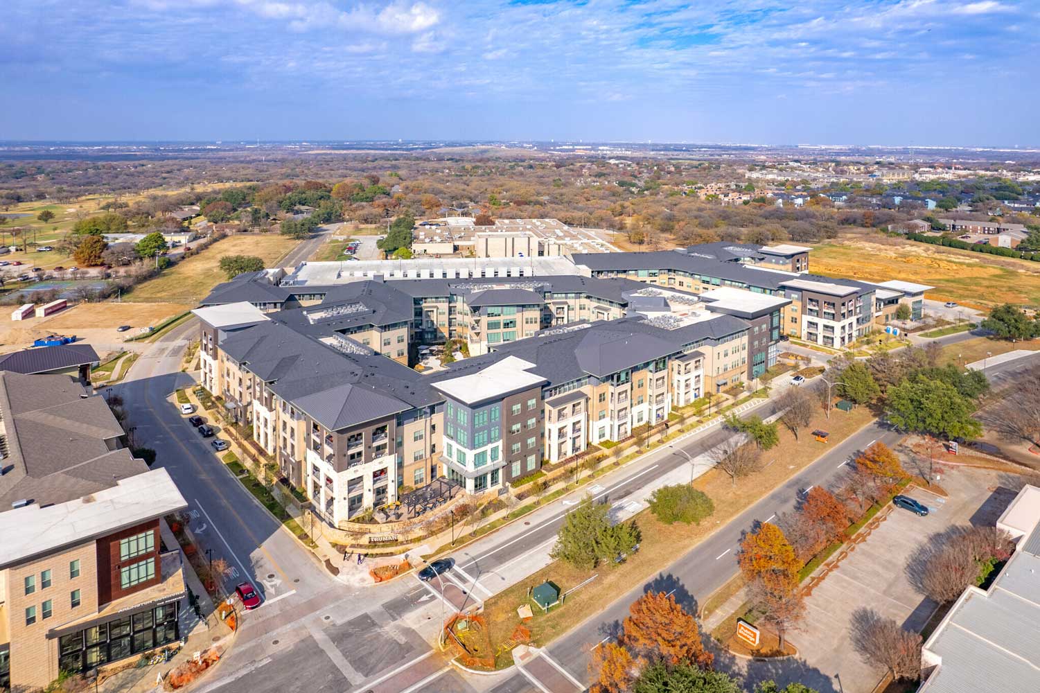 Aerial View of The Truman Arlington Commons Apartments in Arlington, TX