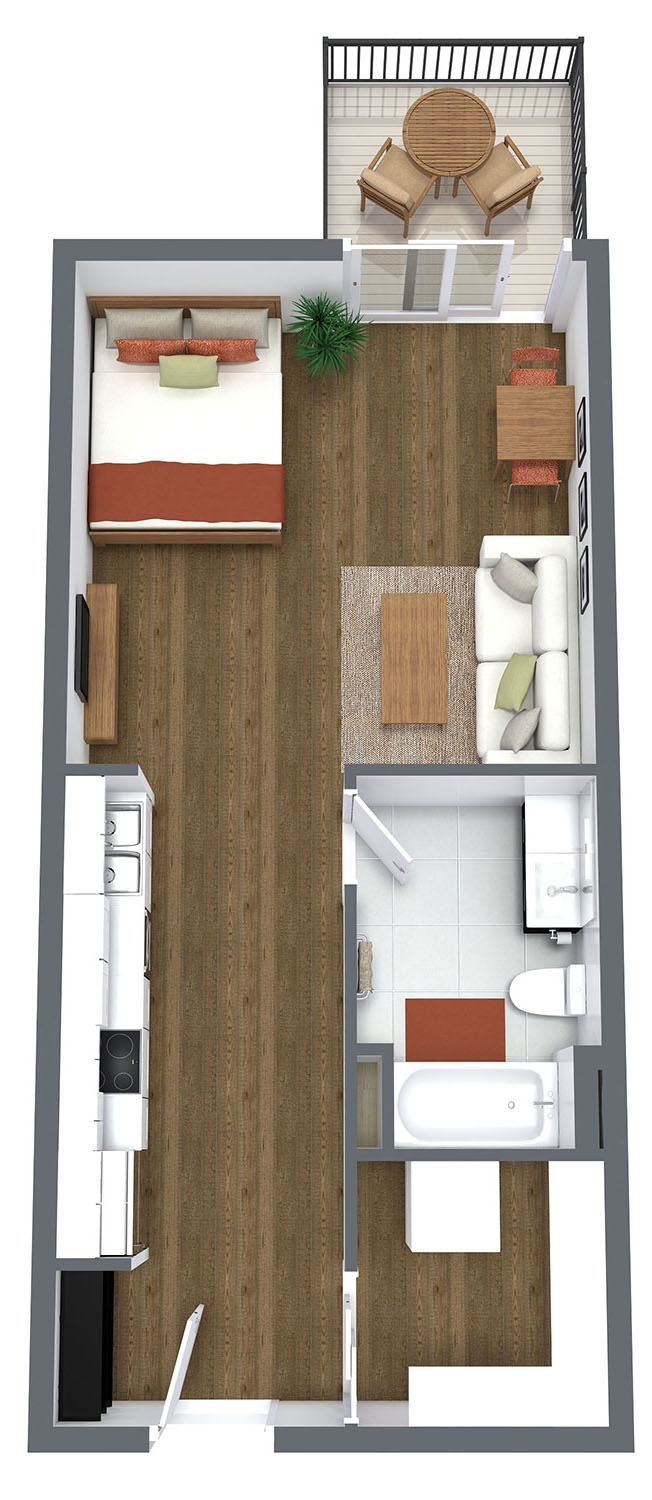 Acadian with Balcony Floor Plan