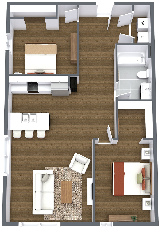 Urbane 210 - Floorplan - Atlantic - 1 Bed + Den