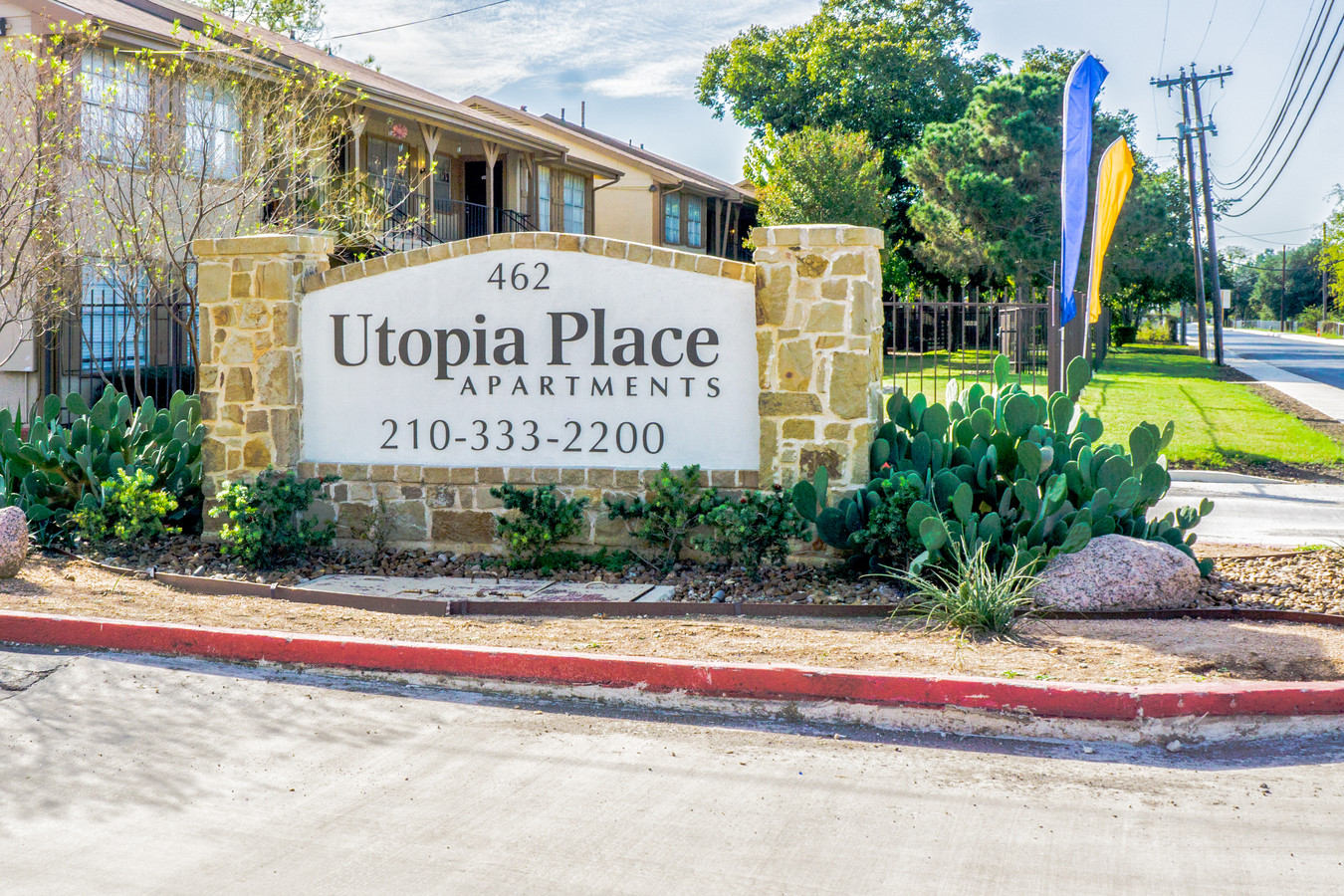 Entrance Welcome Signage at Utopia Place Apartments in San Antonio, TX