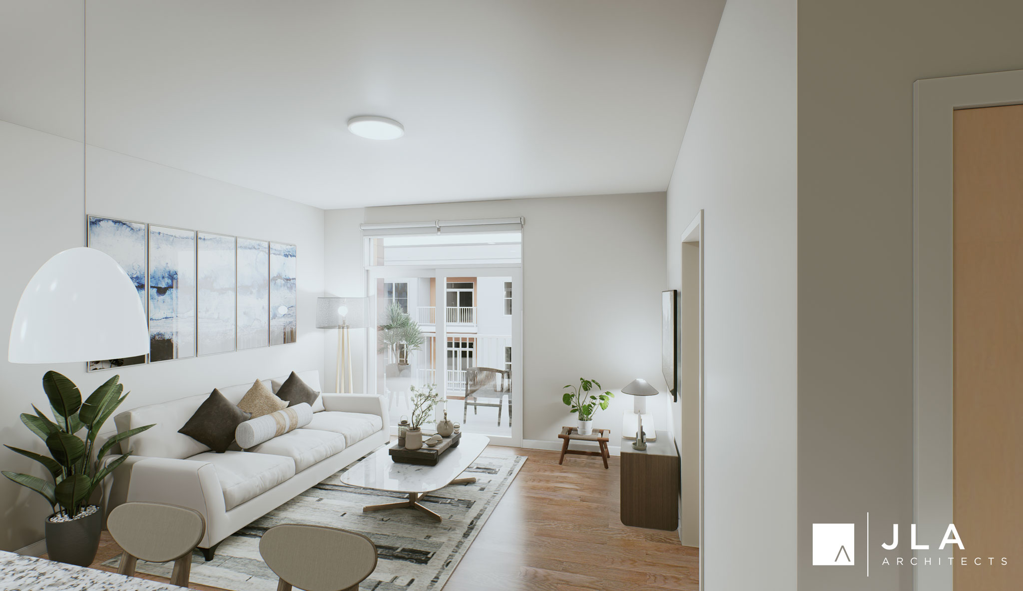 The Victoria at Huxley Yards Living Room Rendering