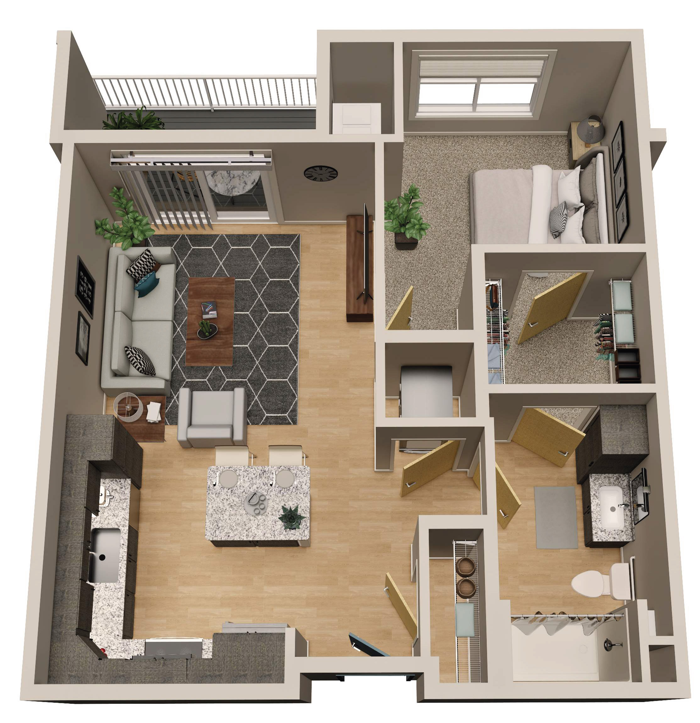 Floor plan layout for One Bedroom - 60% AMI