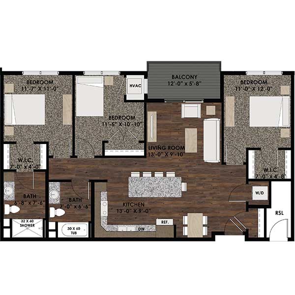 Informative Picture of Three Bedroom/Two Bath