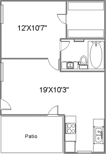 Floorplan - 1 Bed image
