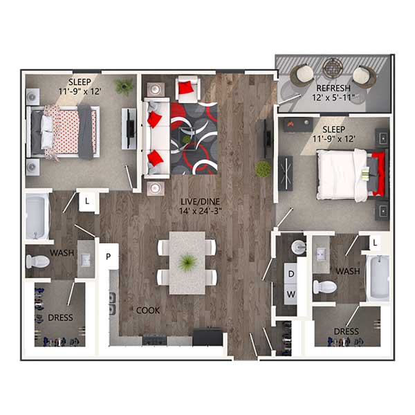 The Reatta Ranch Apartment Homes - Floorplan - Bridgeport
