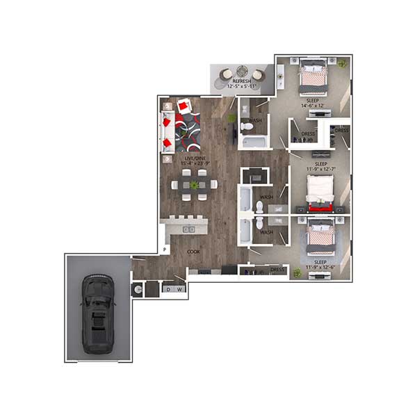 The Reatta Ranch Apartment Homes - Floorplan - Burton