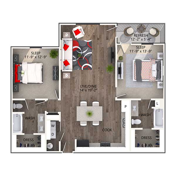 The Reatta Ranch Apartment Homes - Floorplan - Crosby