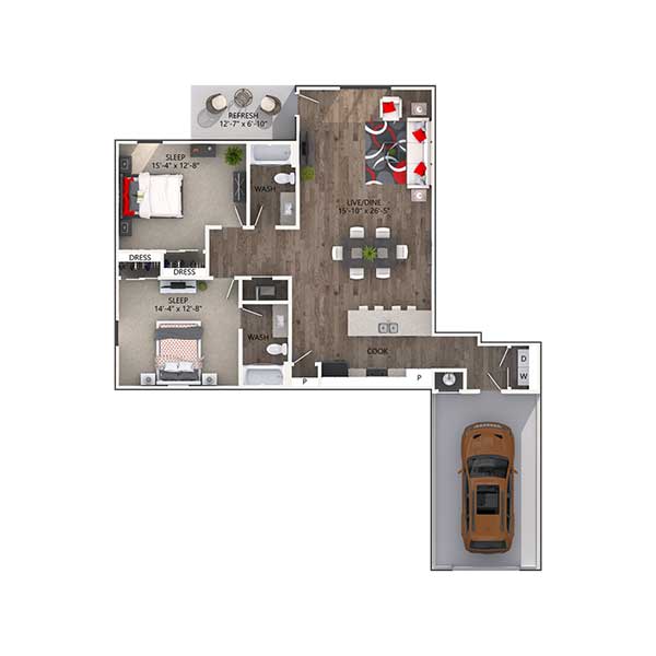 The Reatta Ranch Apartment Homes - Floorplan - Dew