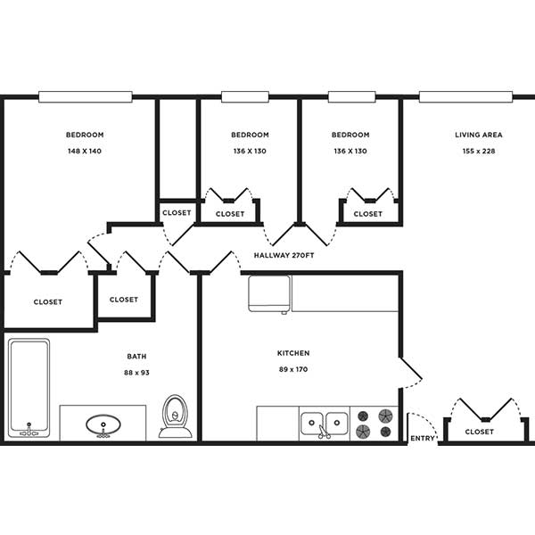 Villas on Sixty Fifth - Floorplan - 3 Beds