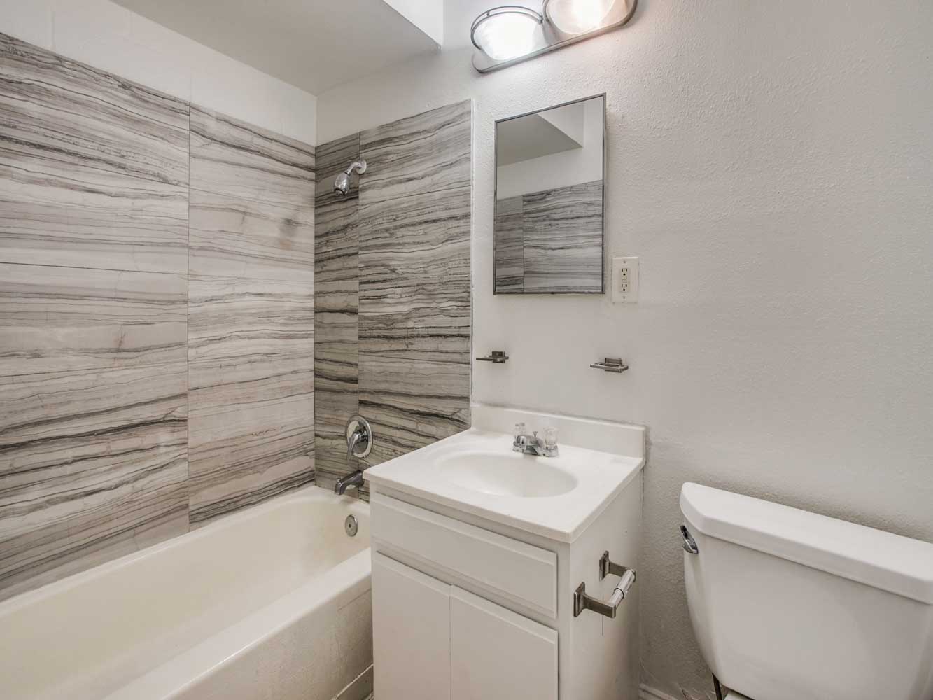 Shower and Bathtub Combination at Villas on Sixty Fifth Apartments in Little Rock, Arkansas
