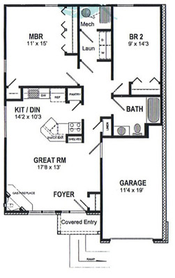 Webster Woods Townhouse Apartments - Floorplan - Townhouse Ranch