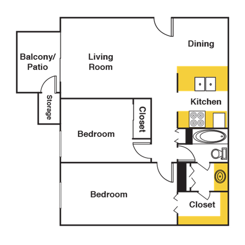 Floorplan - 2 Bedrooms image