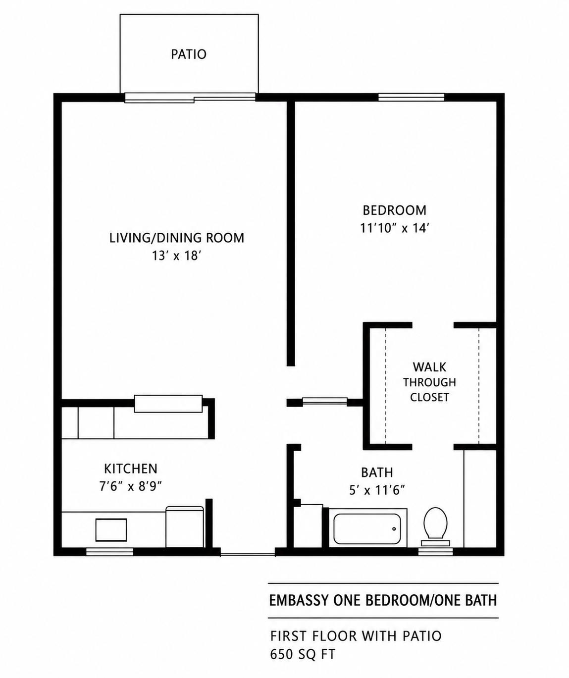 Image of EMBASSY- 1x1 with patio