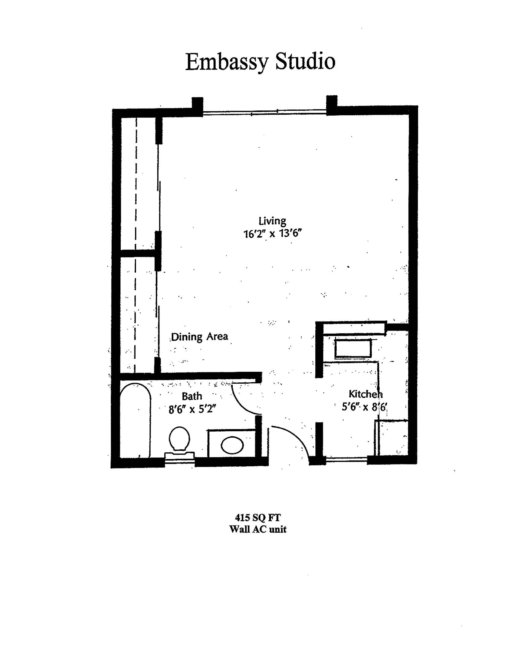 WestShore Apartments/Embassy Apartments - Floorplan - EMBASSY - Studio