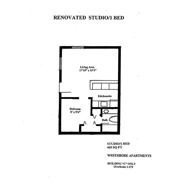 WestShore Apartments/Embassy Apartments - Floorplan - Westshore- Studio/One Bed Mini