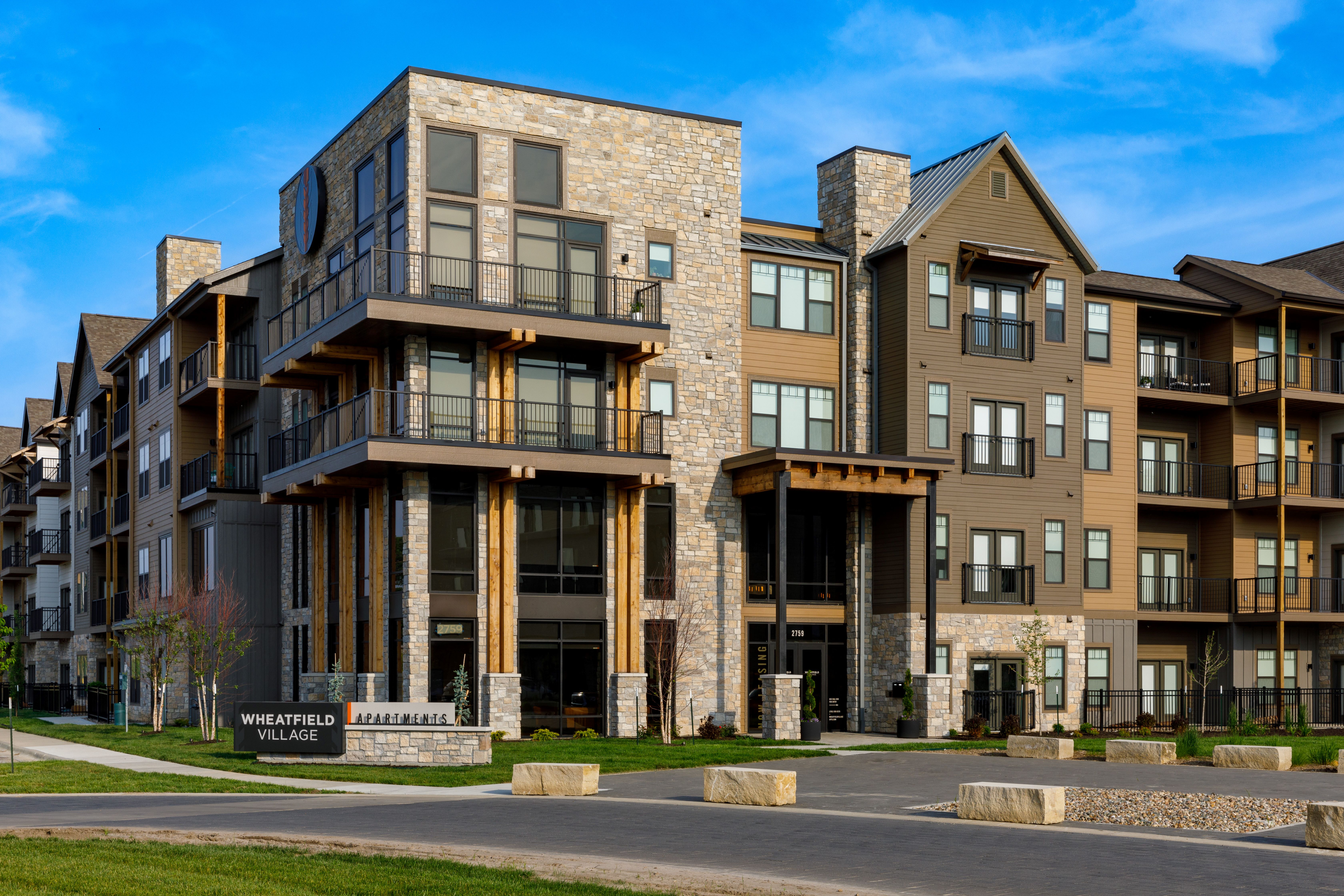 Elevated Living: Exterior View of Wheatfield Village Apartments