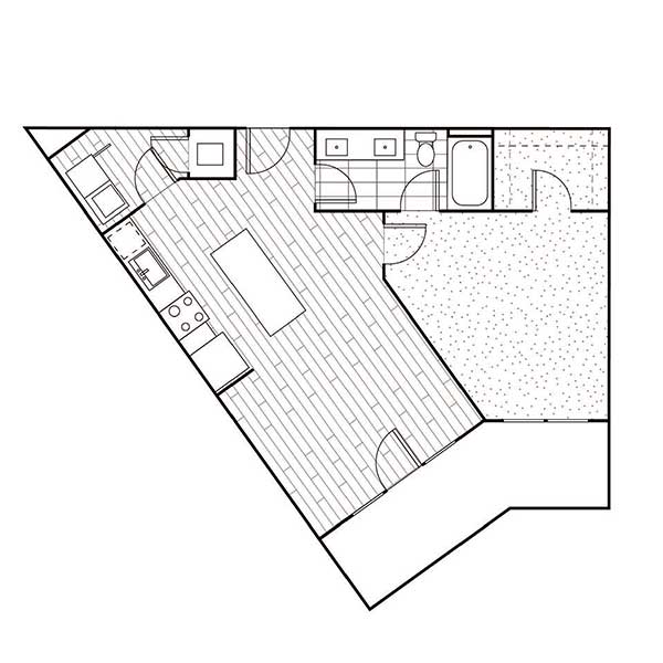 Floorplan - A2, 1 Bed, 1 Bath, 725 - 866 square feet