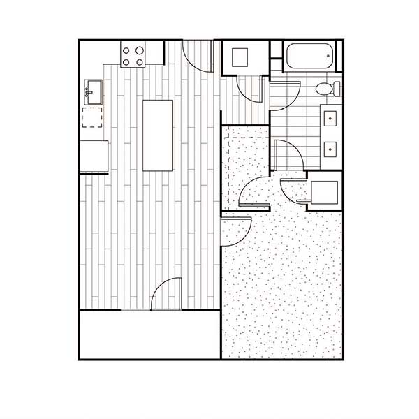 Floorplan - A3, 1 Bed, 1 Bath, 725 - 753 square feet