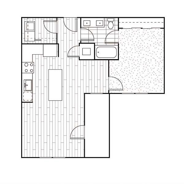 Floorplan - A5, 1 Bed, 1 Bath, 722 square feet