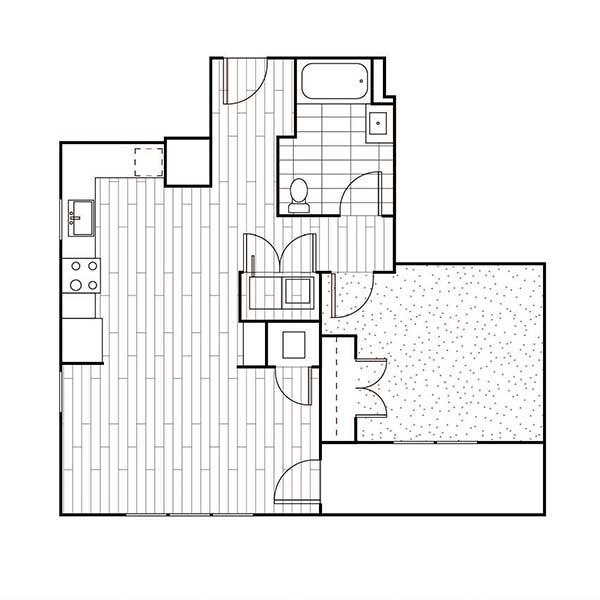 Floorplan - A6, 1 Bed, 1 Bath, 725 square feet