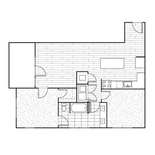 Floorplan - B1, 1 Bed, 1 Bath, 918 - 938 square feet
