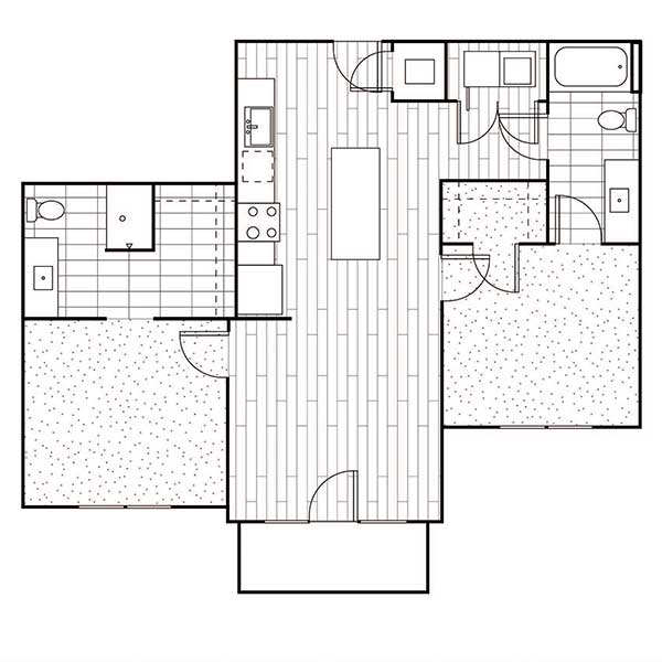 Floorplan - C1, 2 Beds, 2 Baths, 910 - 1002 square feet