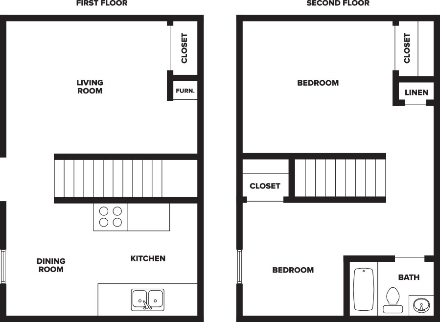 Woodbury Pines - Floorplan - Two Bedroom Townhome