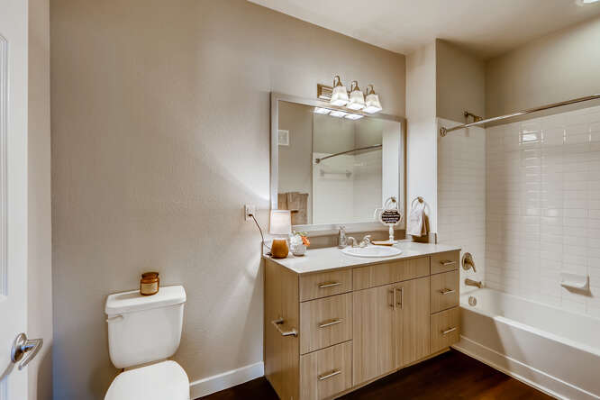 Refined Bathrooms at Woodcreek Apartments In Wimberley, TX.