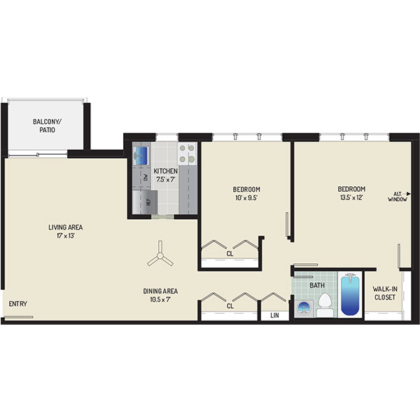 Woodmont Park Apartments - Floorplan - 2 Bedrooms + 1 Bath