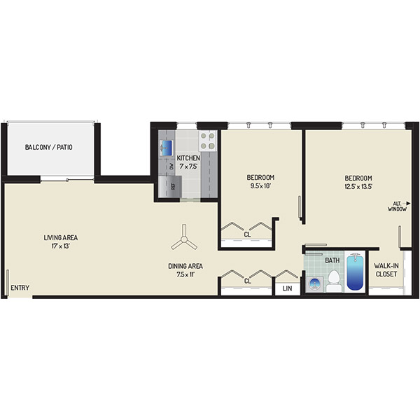 Woodmont Park Apartments - Floorplan - 2 Bedrooms + 1 Bath