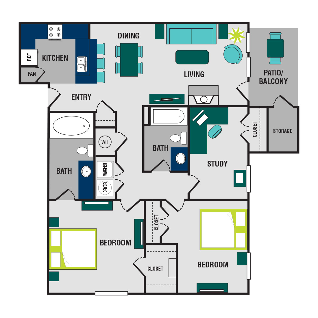 Floorplan - 3 Bedroom - Upgraded image